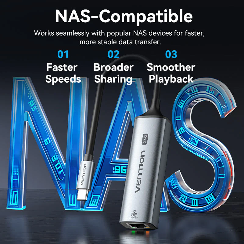 Vention Converter USB-C to 2.5 Gigabit Lan Aluminium Grey CFTHB