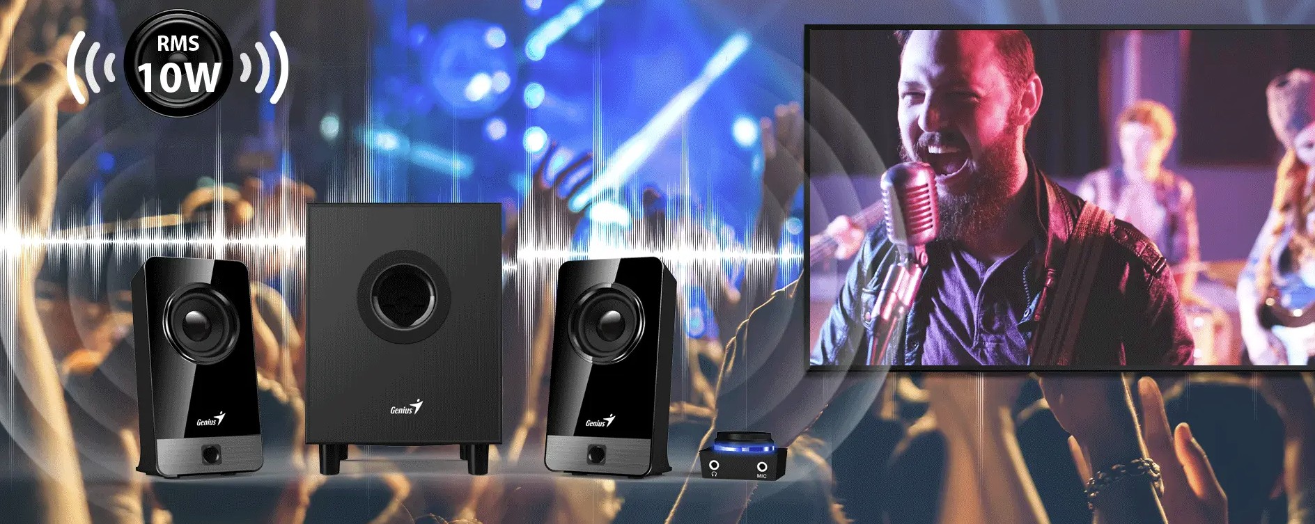 Genius PC Speakers 2.1 10W with Sub & Volume Control Pod SW-2.1 300X