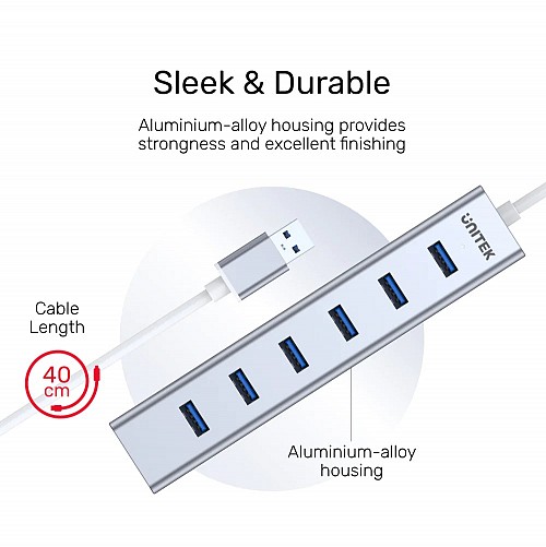 Unitek USB-A Hub 7-Port USB3.0 Incl 5V2A Power Adaptor Y-3090