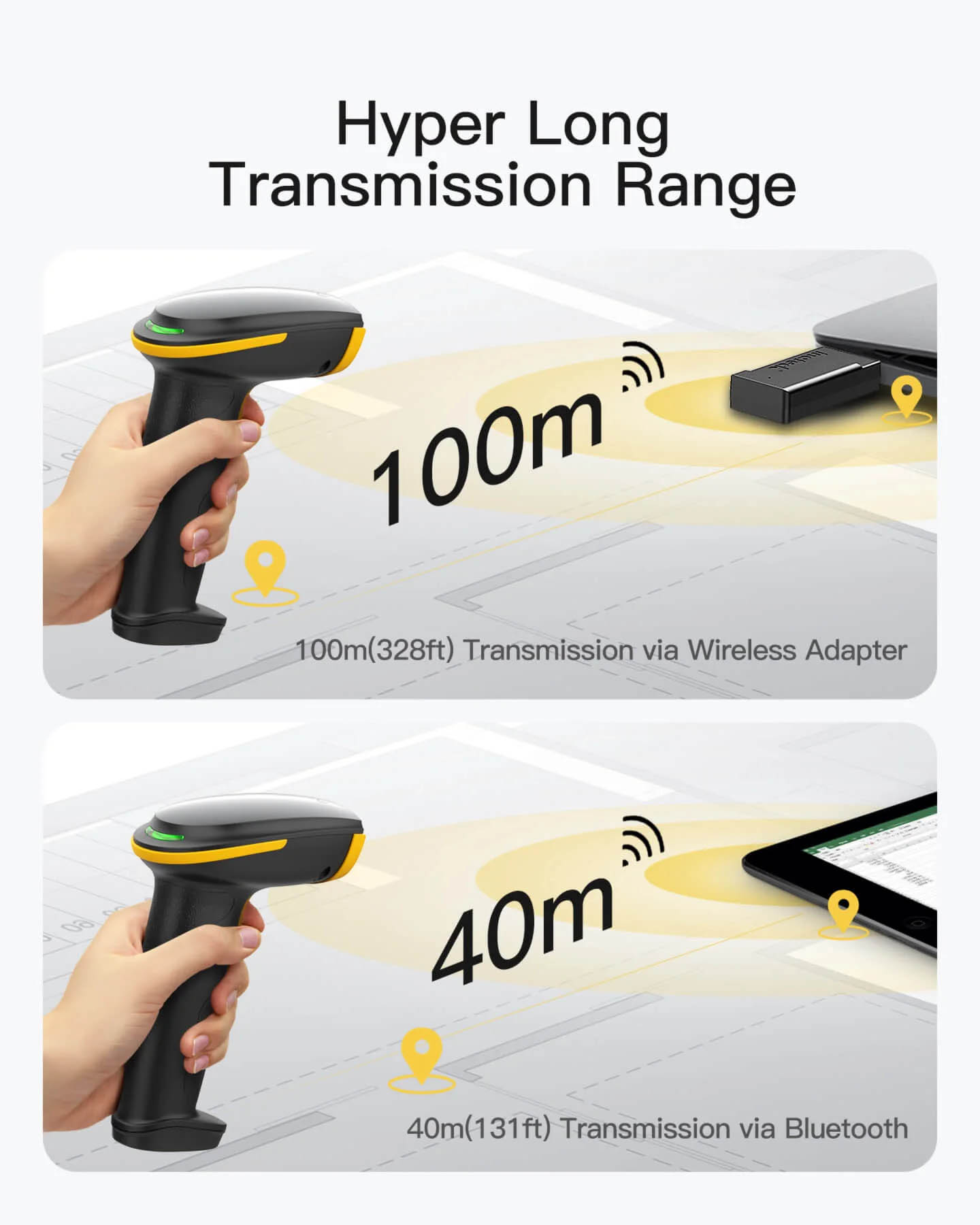 Inatech Barcode Scanner CMOS 1D/2D Wireless 2.4GHz/Bluetooth USB-A 2600mAh BCST-23 Black