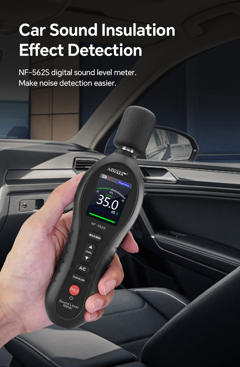 Noyafa Sound Level Meter with Dual A/C Weighting, Real-Time Alarm & Color LCD Display NF-562S