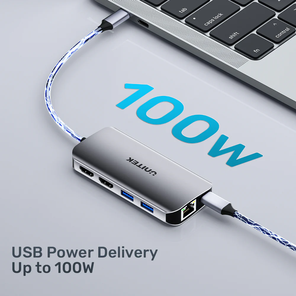 Unitek USB-C Hub 3xUSB/2xHDMI MST/SD/Gb/PD100W D1122A