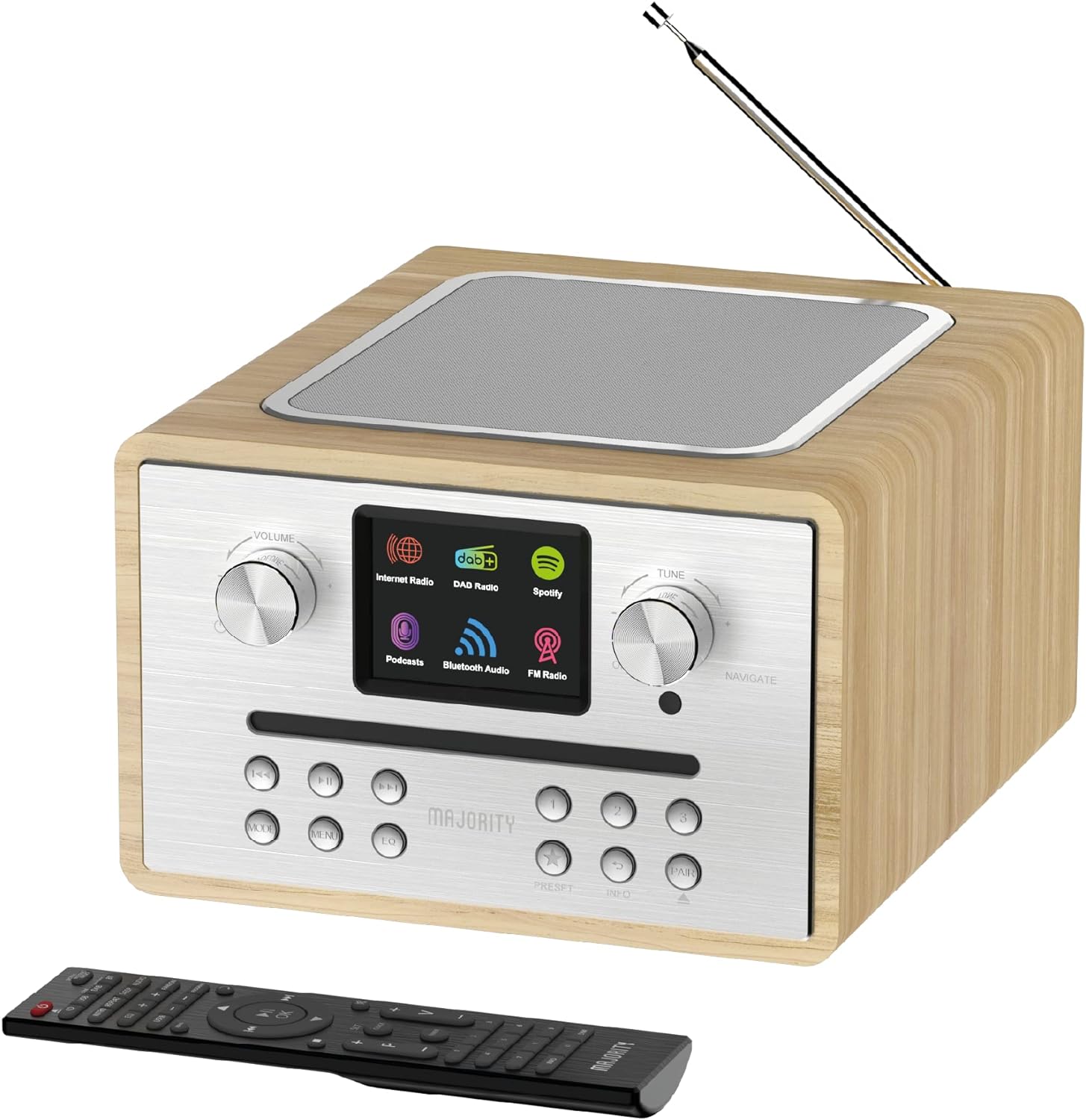 Majority HOMERTON 2 Radio FM,CD Player,BT,Spotify,USB Oak