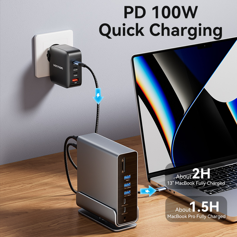 Vention HUB USB-C 8xUSB/2xHDMI/DP/MST/RJ45/SD/3.5mm/PD TPUH0