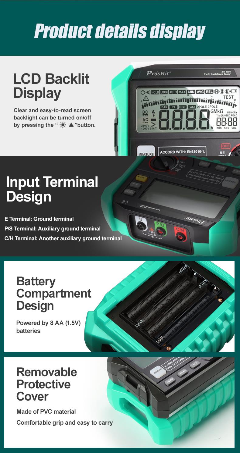 Proskit Digital Earth Resistance Tester MT-4105
