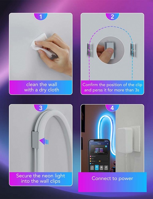 Govee Gaming Wall Neon Rope Light 2 Bracket White (20pcs)