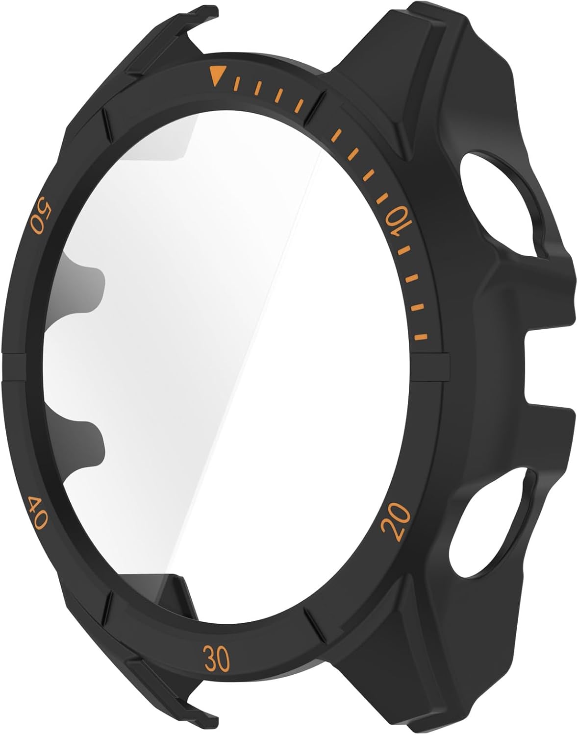 Protective Case with Tempered Glass Touchable Screen Protector Smartwatch Accessories for Garmin Fenix 8 47 mm (Black + Orange)