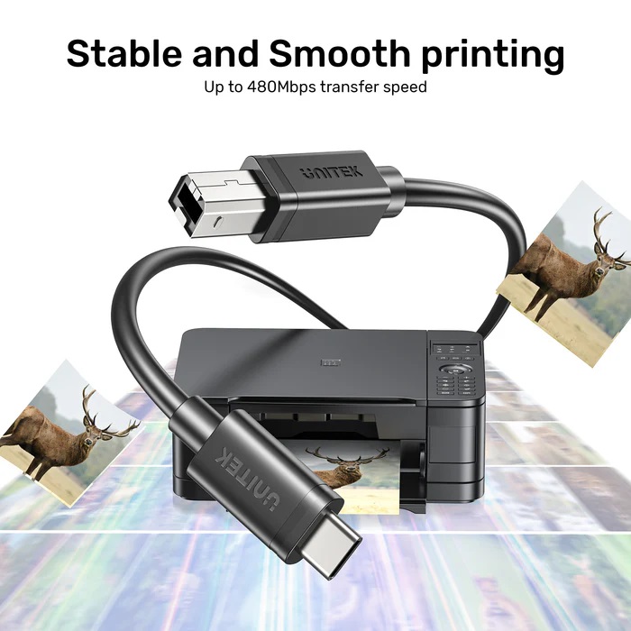 Unitek USB-C 2.0 to USB-B Printer Cable 5.0m