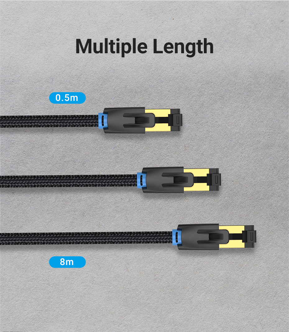 Vention NETWORK Cable CAT8 SFTP Braided 2.0m Black IKGBH