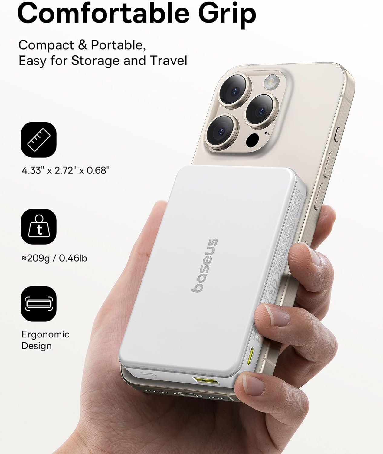 Baseus Powerbank Wireless 22.5W 10000mAh 15W Qi2 Airpow  White