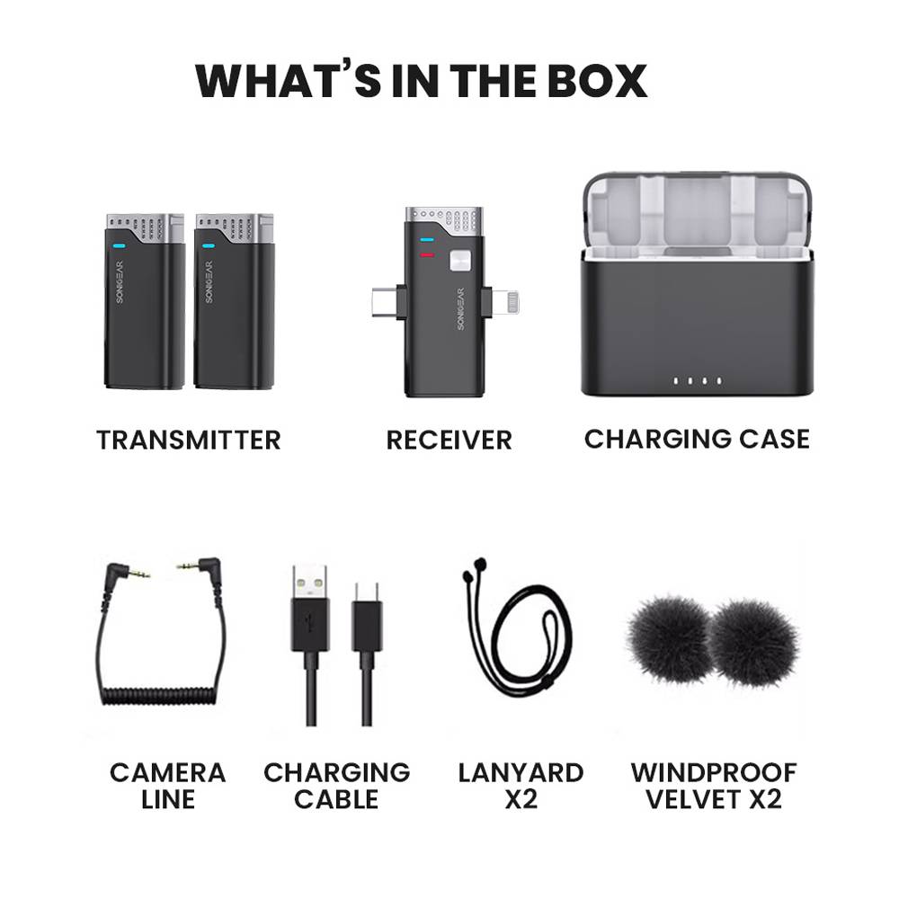 SonicGear Wireless 2x Lavalier ClipOn Microphones WLM3000 DUO