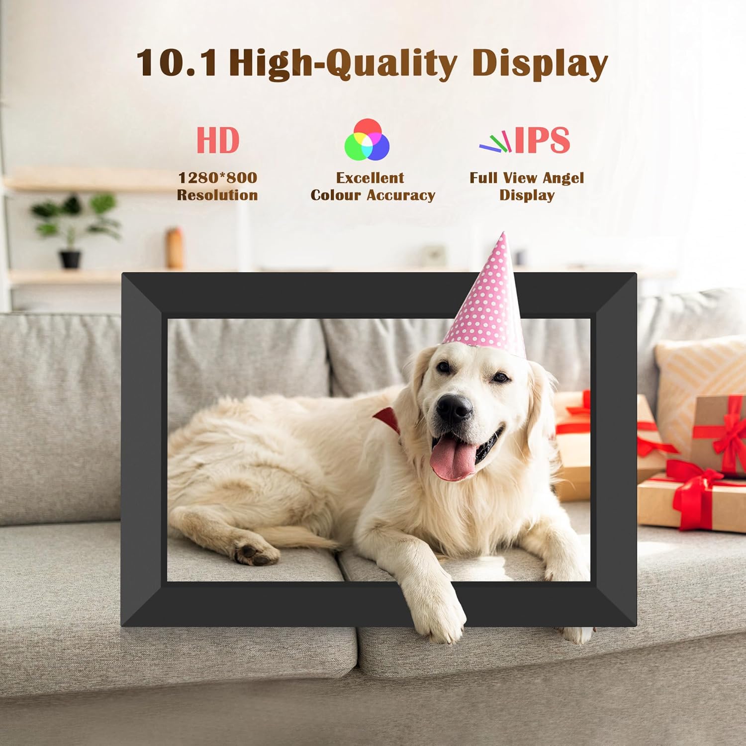 Frameo Digital Picture Frame, 10.1 Inches, HD 1280 x 800 IPS Touchscreen Electronic Photo Frame with 32 GB Memory