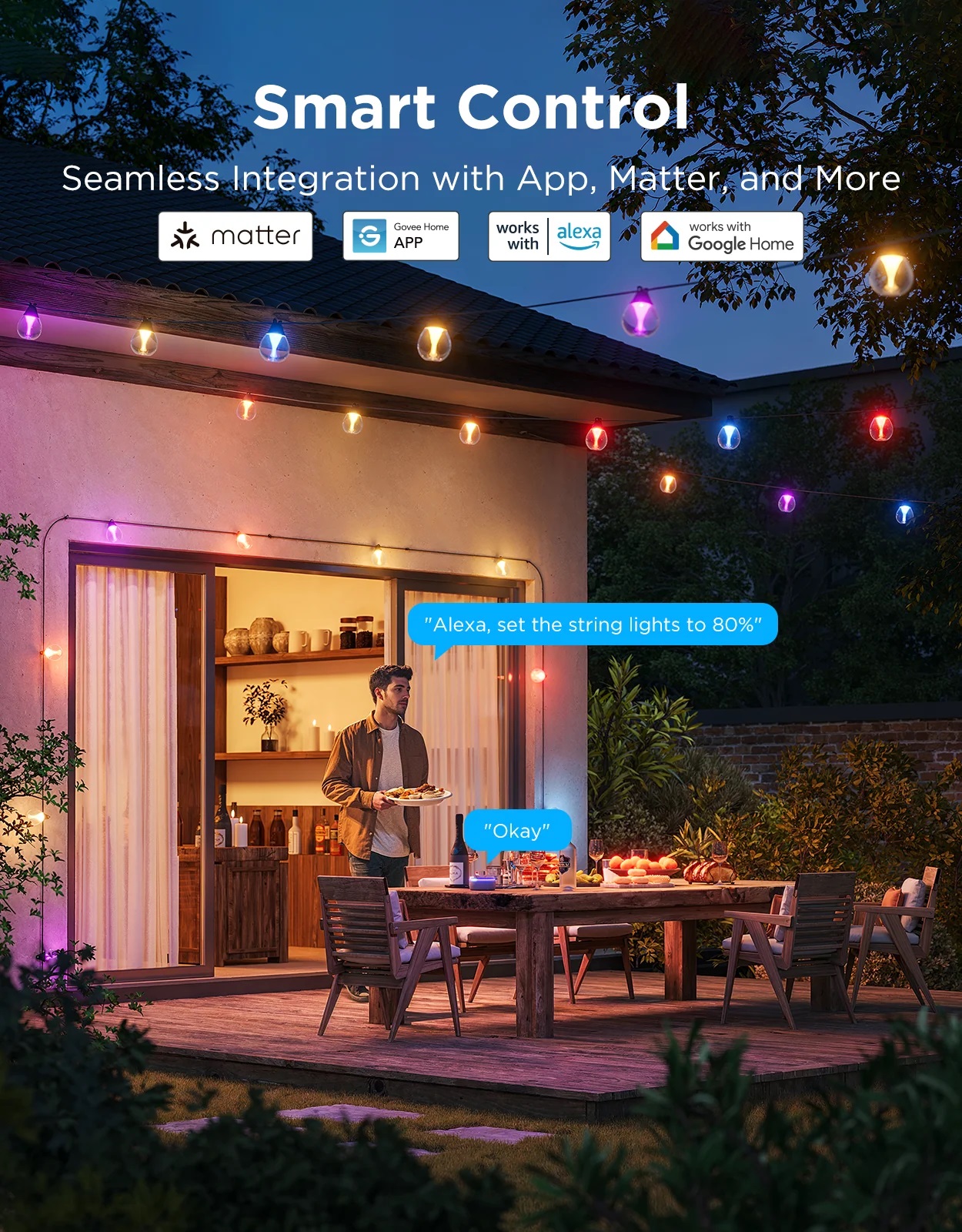 Govee Outdoor Smart String Lights RGBICW H7025CB1