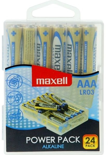 MAXELL BATTERIES AAA LR03, 24PCS POWER PACK, ALKALINE