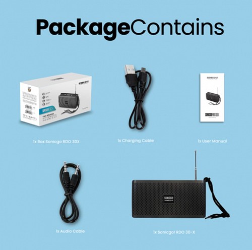 SonicGear SONICGO! RDO30-X Portable BT/FM/USB Speaker Gray