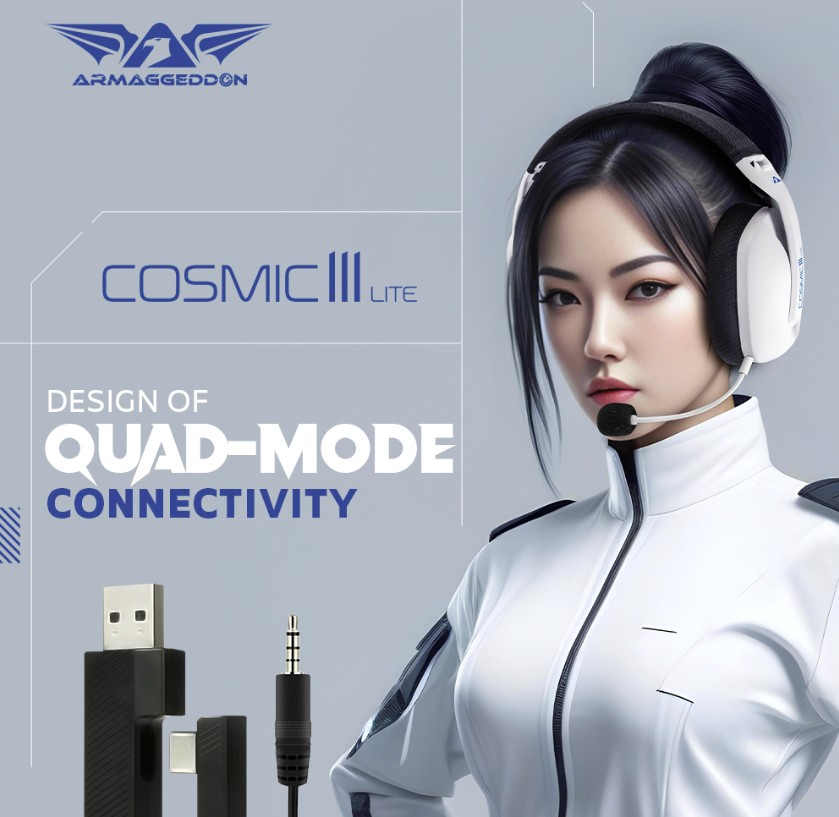 Armaggeddon COSMIC-III LITE Gaming Headset USB+3.5mm+2.4G+BT Fabric Black