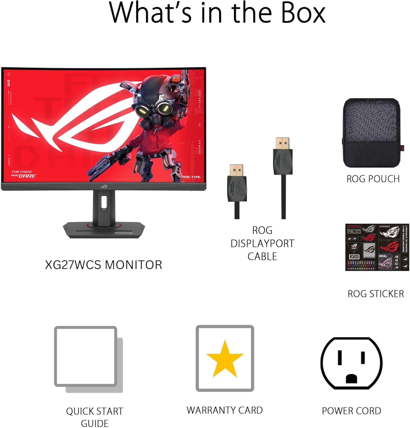 ASUS Monitor ROG Strix Gaming 27'' 2K Curved 180Hz HDR USB-C Ergonomic XG27WCS