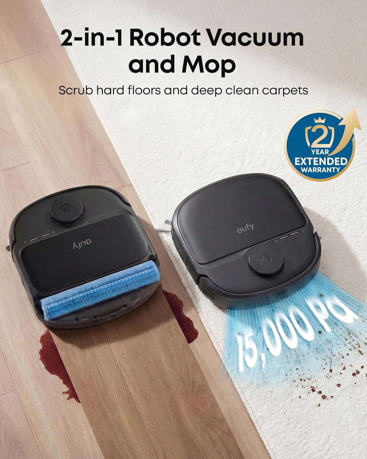 Anker Eufy Robot Vacuum Omni C28 15000Pa Suction, All-in-One Station, Tangle-Free for Pet Hair, AI Obstacle Avoidance, LiDAR Navigation