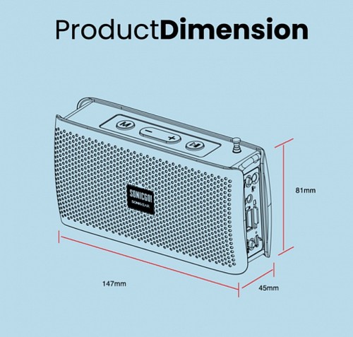 SonicGear SONICGO! RDO30-X Portable BT/FM/USB Speaker Gray