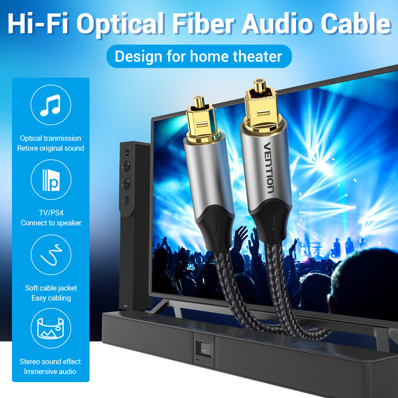 Vention AUDIO Optical Cable Aluminum 1.5m Grey BAVHG