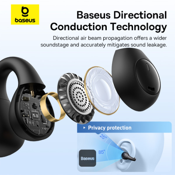 Baseus Headphones Open Ear AirGo 1 Ring Black