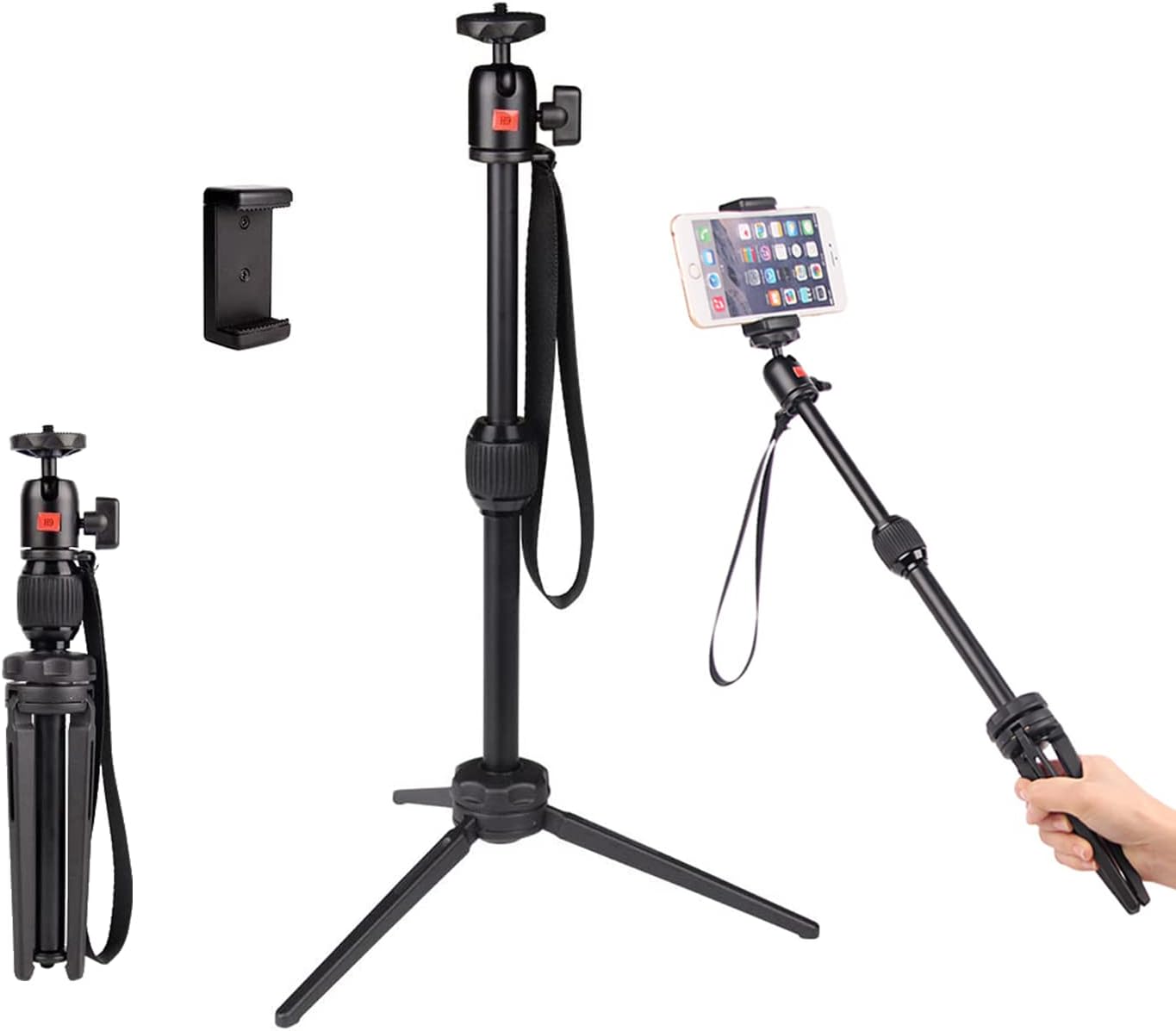 Mini Tripod-POLAM-FOTO 40cm Phone Tripod Desktop Tripod with Phone Holder