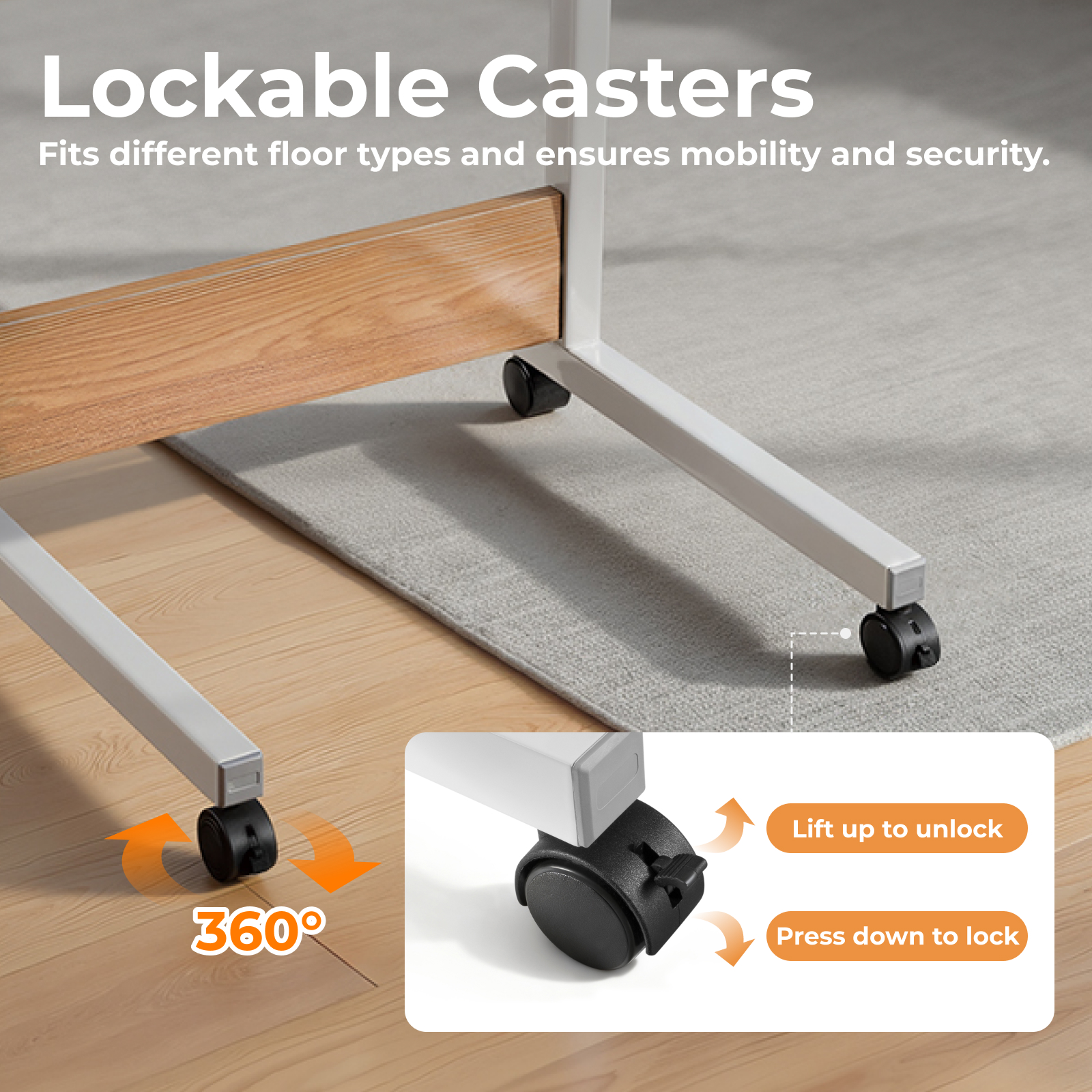 Lumivida Computer Tray Desk Mobile Height Adjustable 50x60cm FWS10-3
