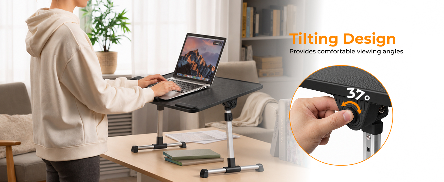 Lumivida Computer Tray Desk Multi-Purpose Foldable Ergonomic 60x34cm LPD01-7 Black