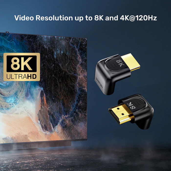 Unitek HDMI Adaptor 1x90 & 1x270 degrees RA 8K60Hz A1046ABK