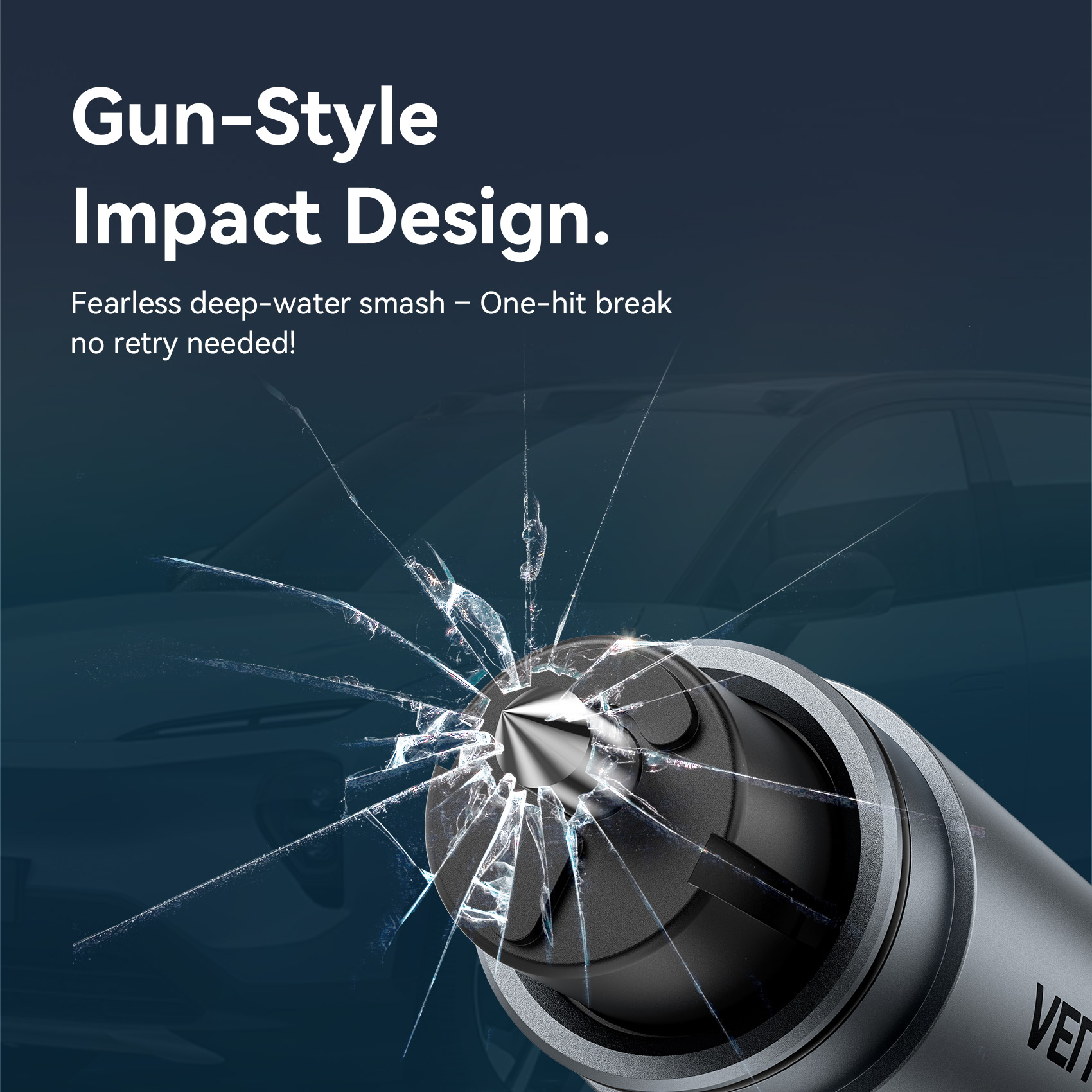 Vention Safety 2-in-1 Car Emergency Tool Glass Breaker + Seatbelt Cutter KRUH0