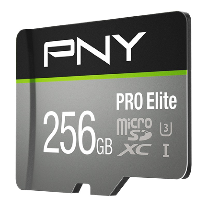 PNY Flash Memory MicroSDXC Card Elite Pro 256GB Class 10 UHS-I U3 V30 with SD Adapter