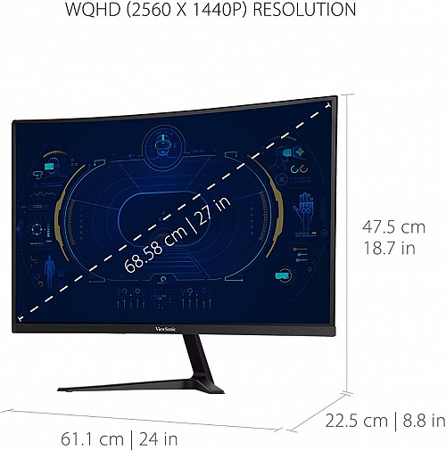 Viewsonic OMNI Gaming Curved Monitor SuperClear VA 27'' QHD 1440p 165hz 1ms VX2718-2KPC-mhd