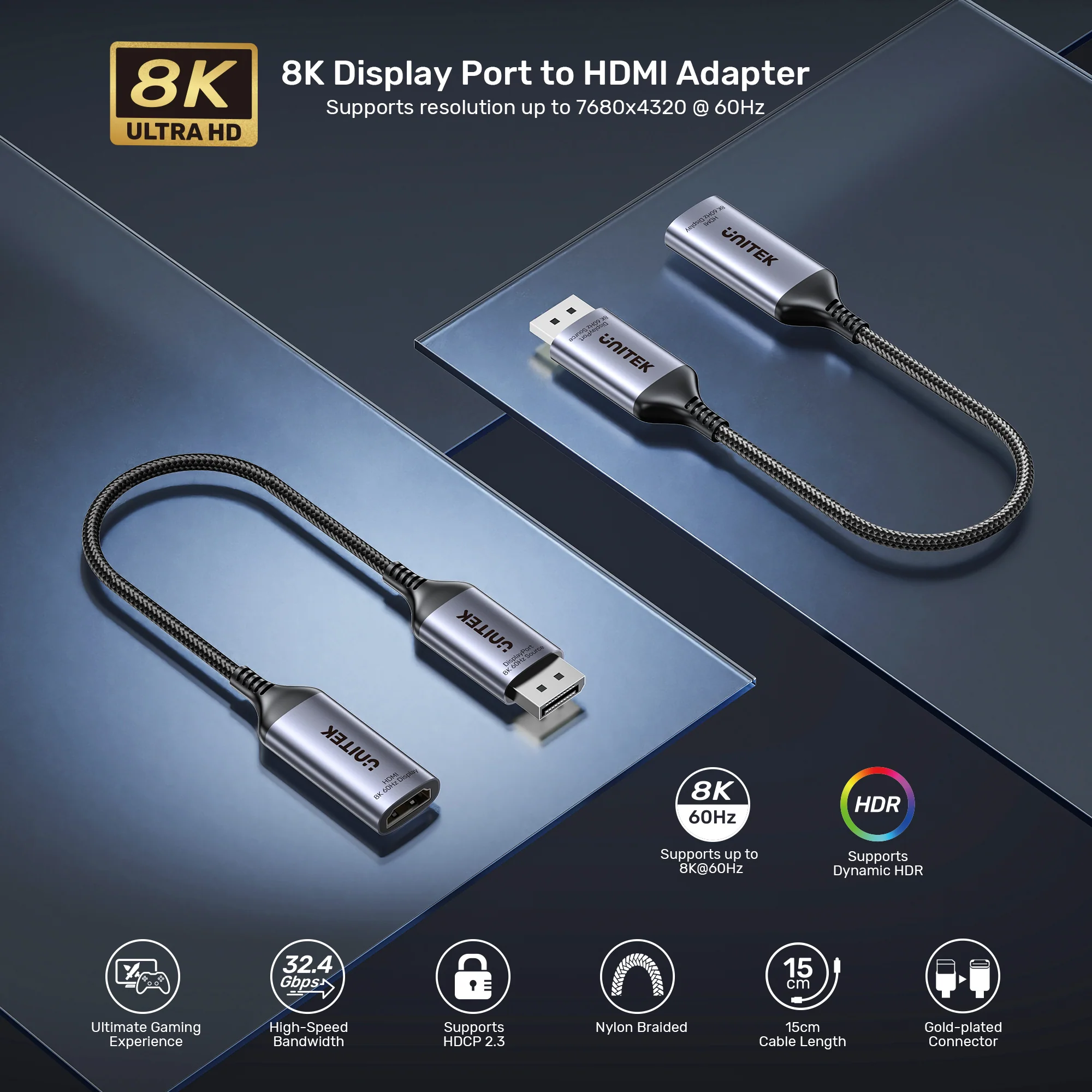 Unitek DisplayPort to HDMI Female Adaptor 8K60Hz V1611A
