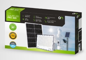 GBC ON LED PRO 300 Solar LED Floodlight with Panel and Remote Control 300W