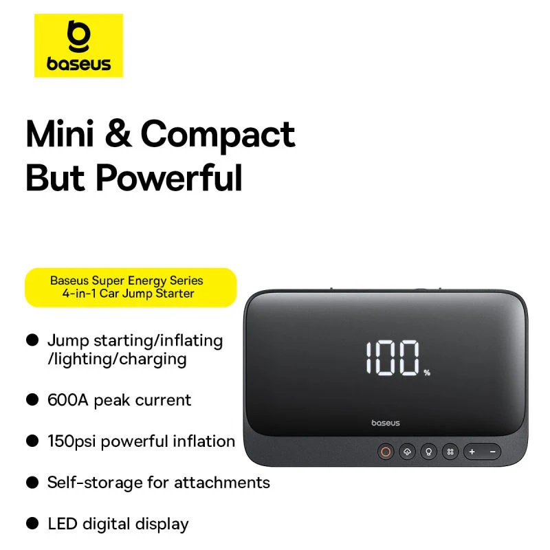 Baseus Car Jump Start Booster & Powerbank + Inflator 6000mAh 600A SUPER ENERGY