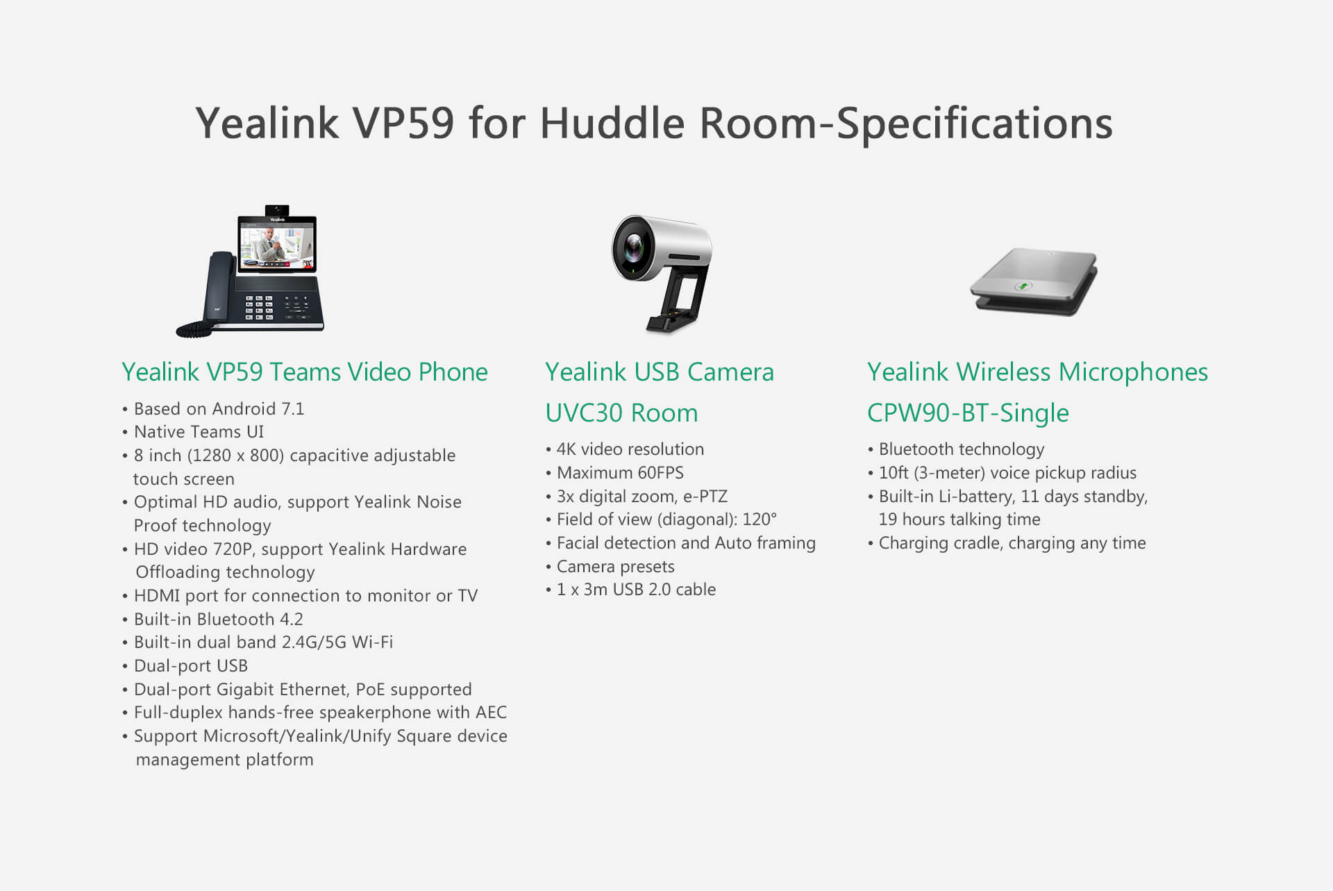 Yealink MS Teams Video Phone with 8.0'' Touch Screen, Camera, HDMI, USB, Bluetooth, Wi-Fi & Hybrid Mode VP59 TEAMS