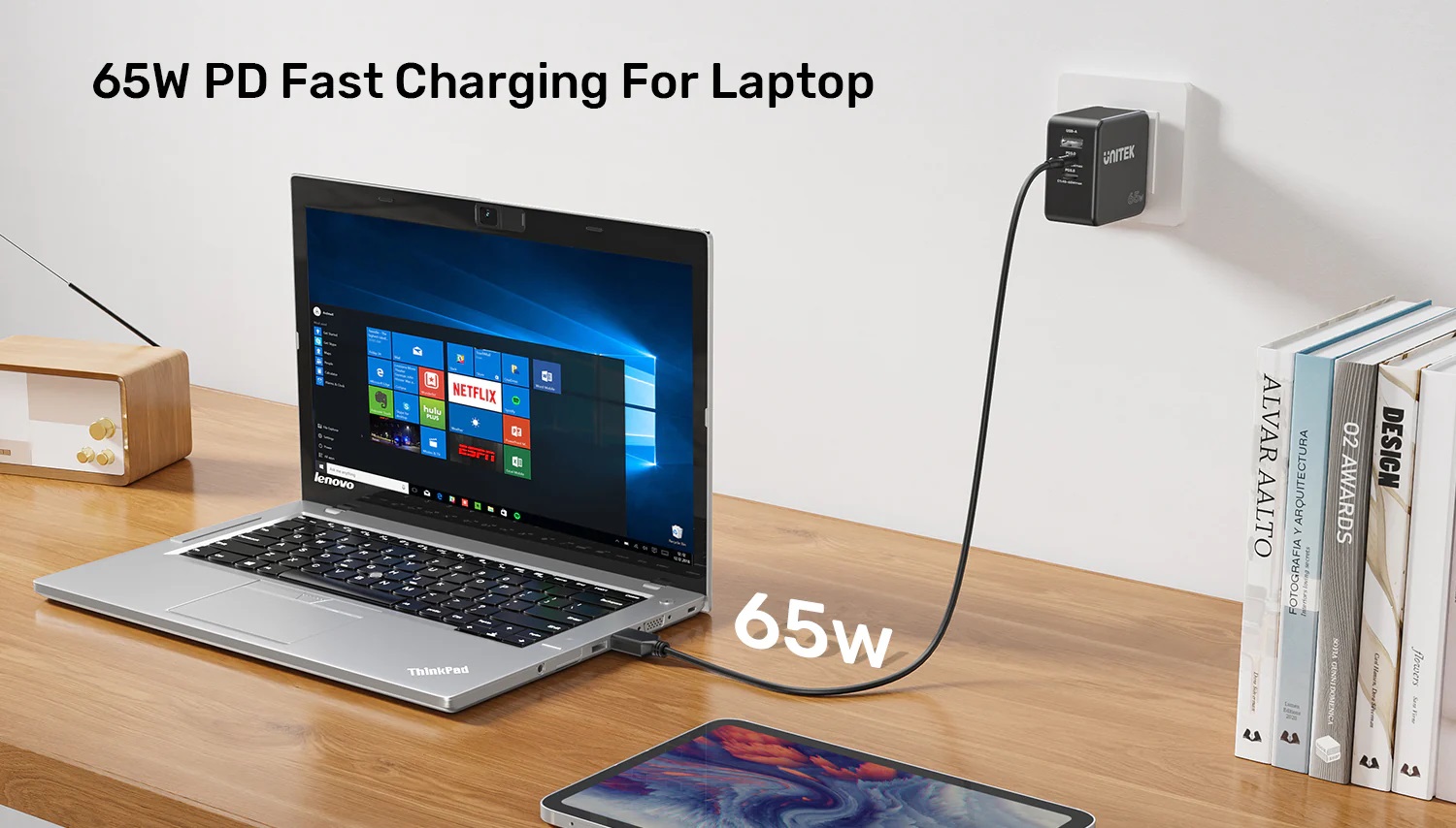 Unitek UCL USB-C to DC Cable 1.8m 65W for Toshiba-Asus 5.5x2.5mm C14116BK