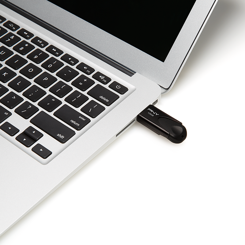 PNY Flash Drive Attache 4 USB 2.0 Stick 128GB Capless Slider Black FD128ATT4