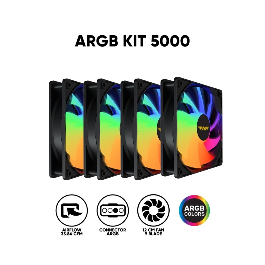 Armaggeddon Gaming Cooling Fan for ARGB KIT 5000 1pc Slave Fan Black