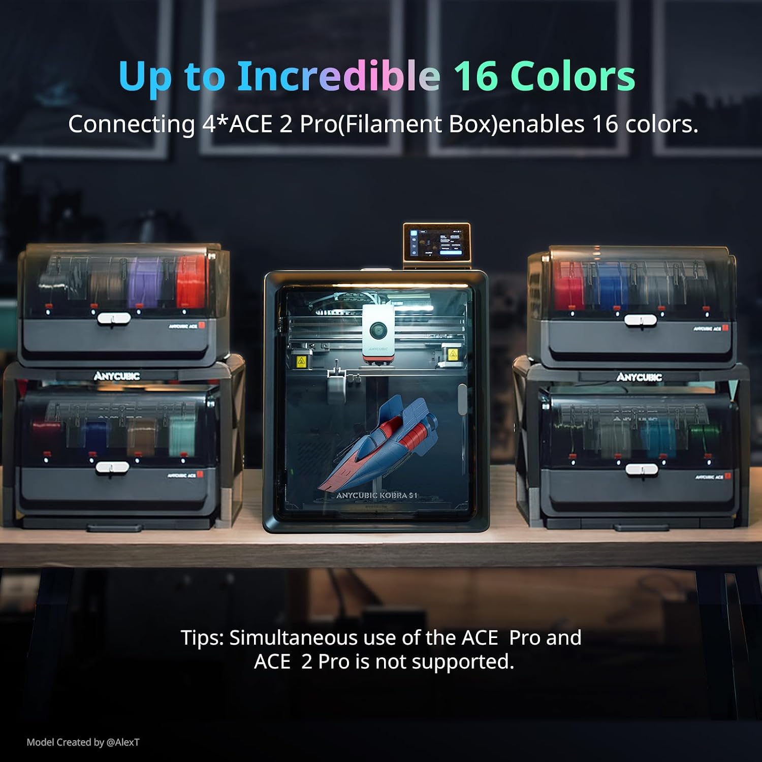 Anycubic 3D Printer Kobra S1 Max Combo Multicolor With Ace 2 Pro (Filament Box with Drying Capability)