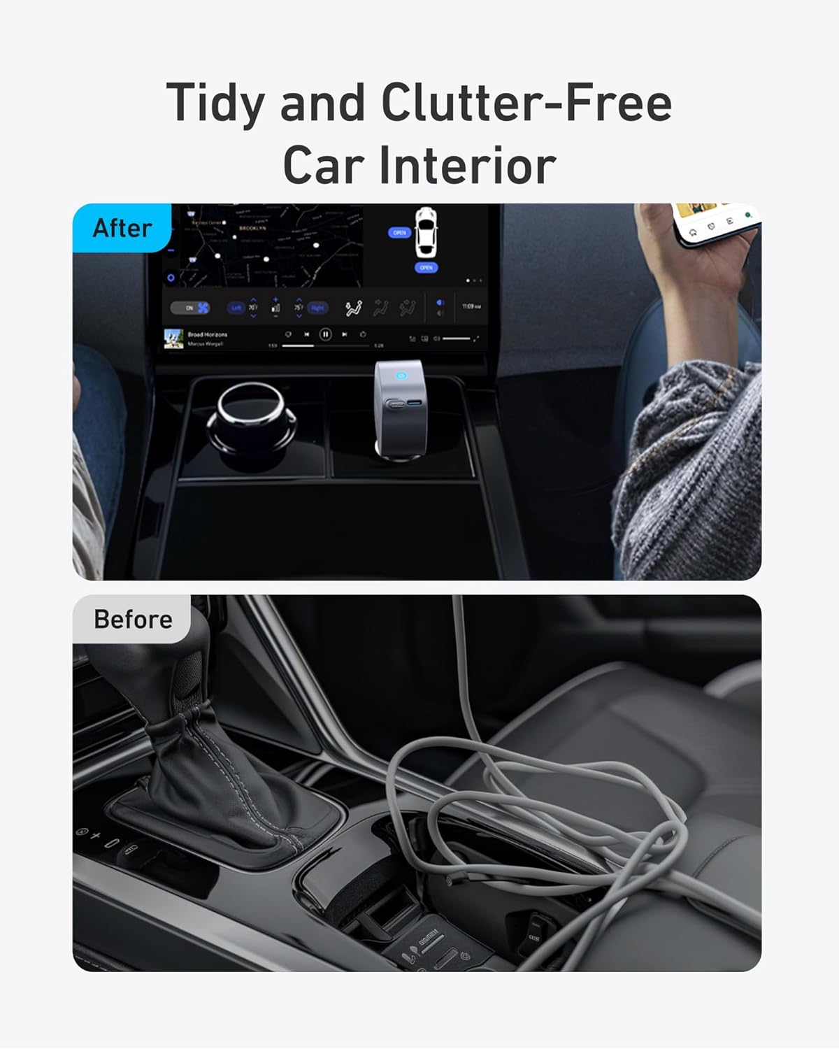 Anker Mobile Charger Car 75W with Built-In Retractable USB-C Cable