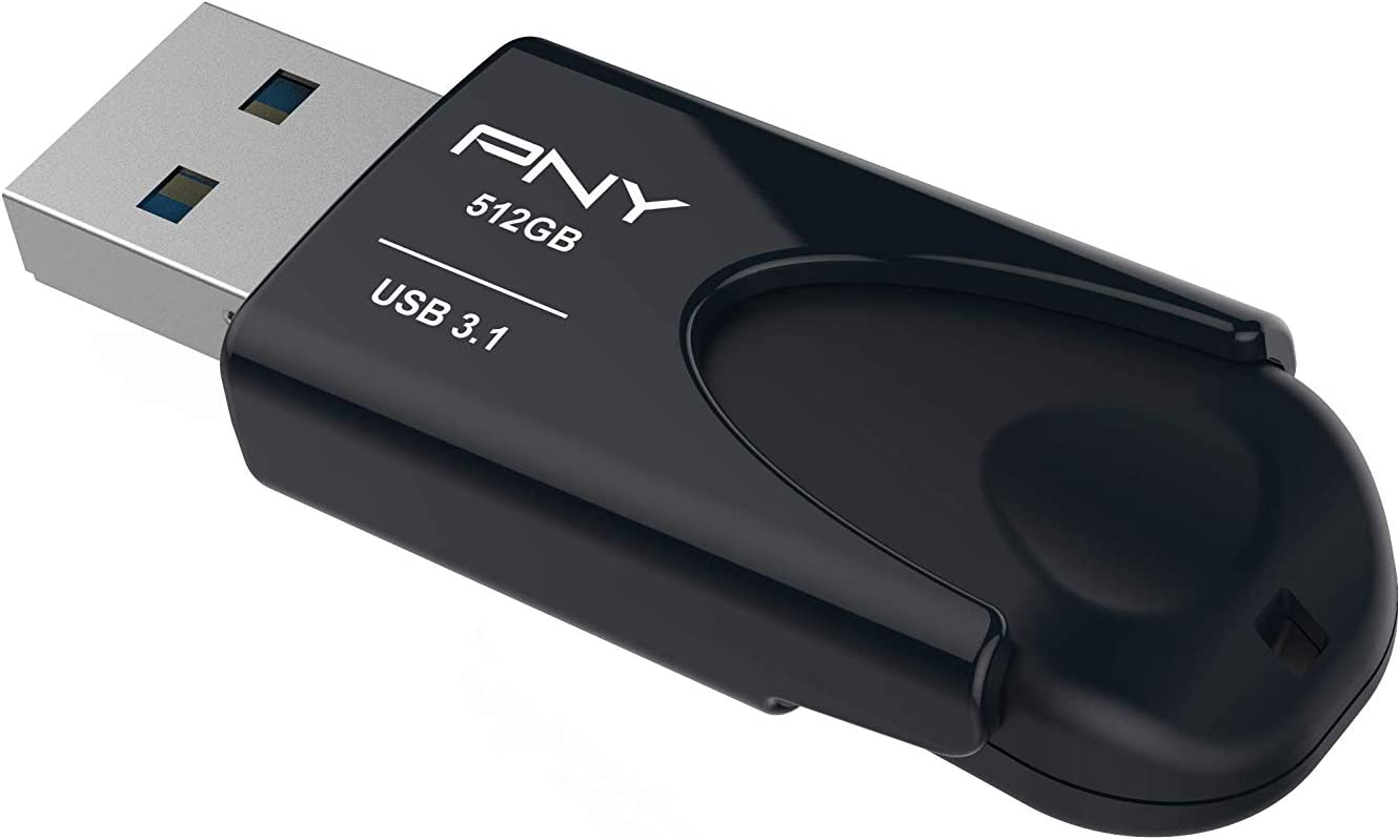PNY Flash Drive Attache 4 USB 3.1 Stick 512GB Capless Slider Black FD512ATT431KK