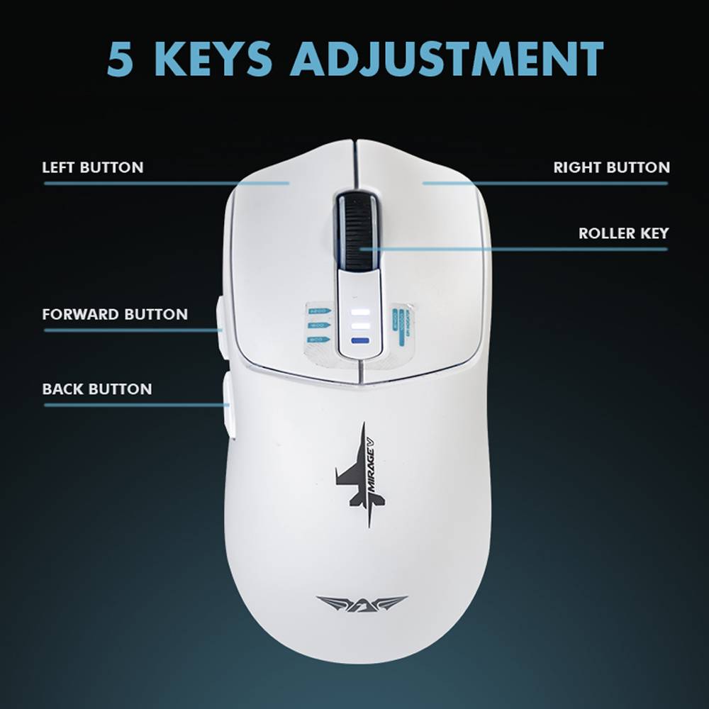 Armaggeddon Gaming Mouse Wired+2.4G+BT Recharge 5B MIRAGE-V White