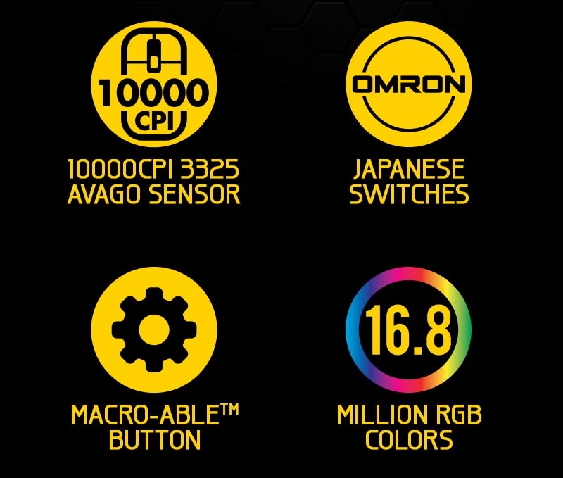 Armaggeddon Falcon 3 Pro-Gaming Mouse 10000CPI Macro-Able RGB