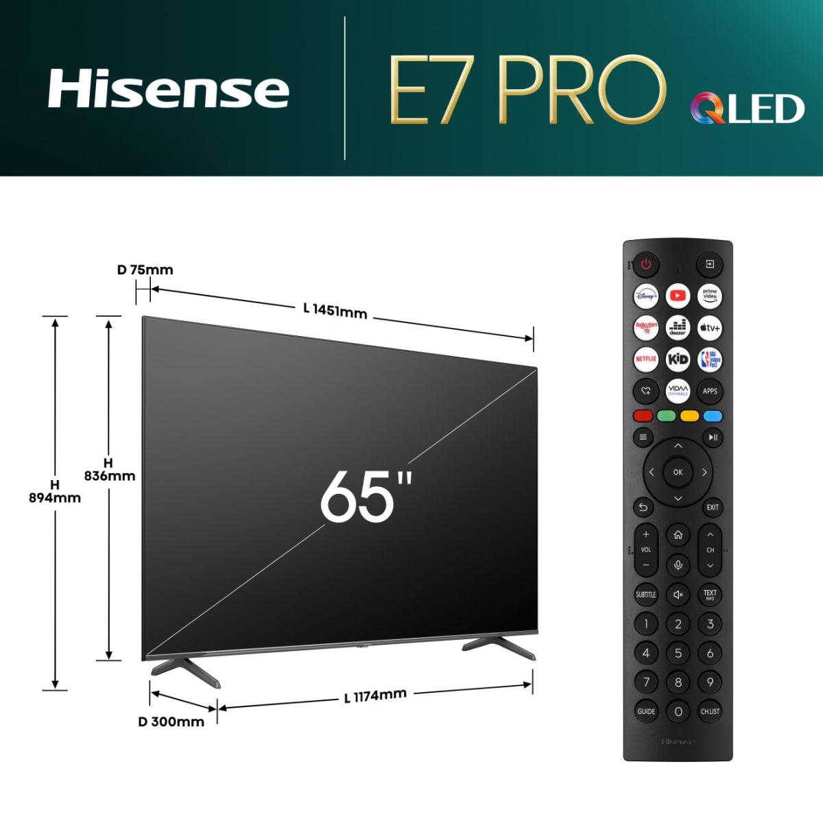 Hisense 65E7NQ PRO 65'' 4K Smart QLED TV 120hz