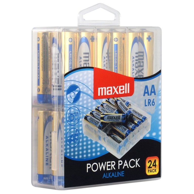 MAXELL BATTERIES AA LR6, 24PCS POWER PACK, ALKALINE