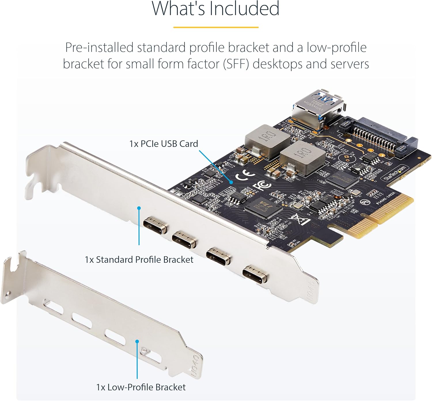 StarTech 5-Port USB PCIe Card, USB 3.2 10Gbps, PCI Express Card with 4X USB-C Ports, 1x USB-A Internal Port