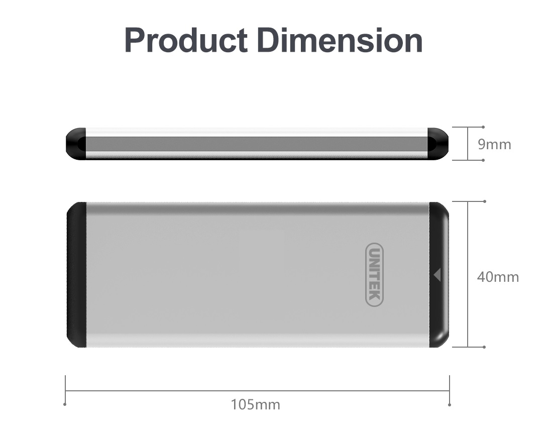 Unitek USB3.0 M.2 SSD SATA Aluminium Enclosure Y-3365