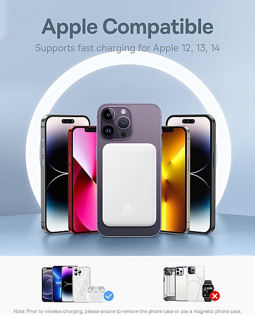 Baseus Powerbank 20W 5000mAh Magnetic Wireless White