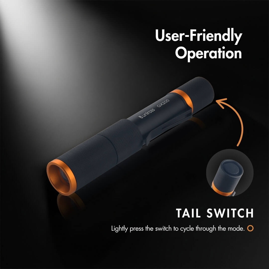 Uniross GX200 USB Rechargeable Torch IP44 Waterproof Aluminium 300 lumens 135m Beam